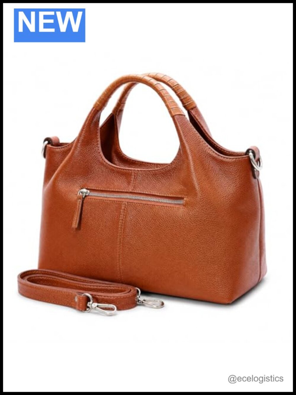Genuine Leather Pebbled Satchel Handbag Top Handle Crossbody Tote